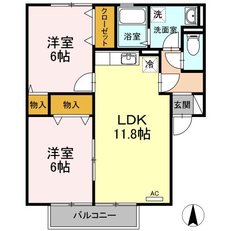 松山市東長戸のアパートの間取り