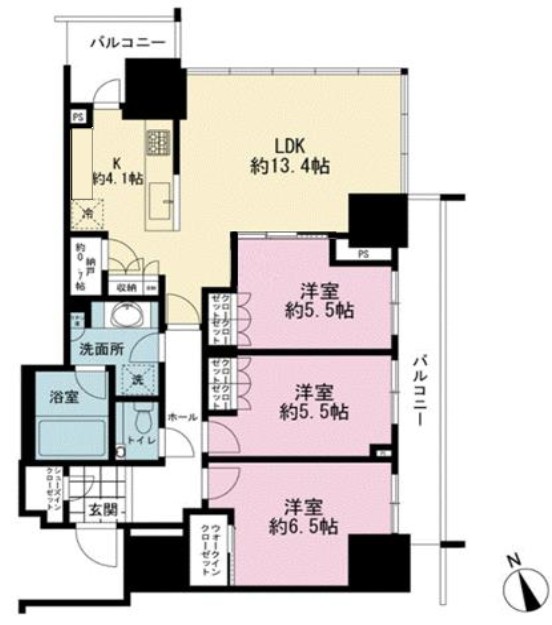 港区芝浦のマンションの間取り