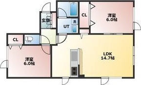 札幌市東区北二十一条東のアパートの間取り