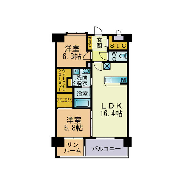 福岡市西区姪の浜のマンションの間取り