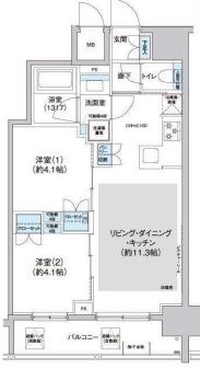 ＪＲ総武線 大久保駅 徒歩4分 13階建 築12年の間取り写真