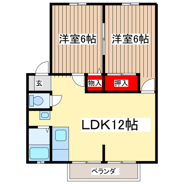 塩谷郡高根沢町大字宝積寺のアパートの間取り