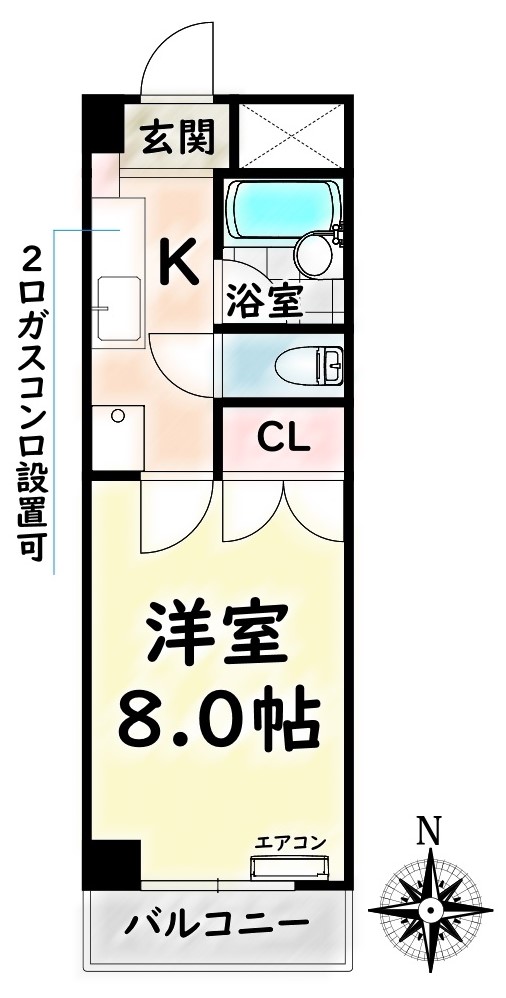 名古屋市瑞穂区亀城町のマンションの間取り