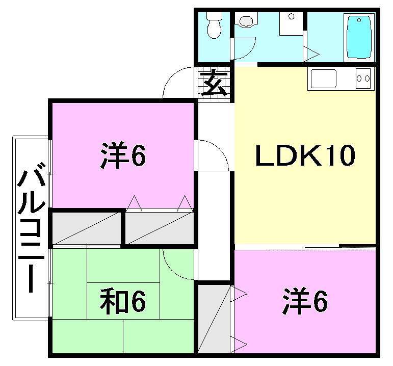 松山市西長戸町のアパートの間取り