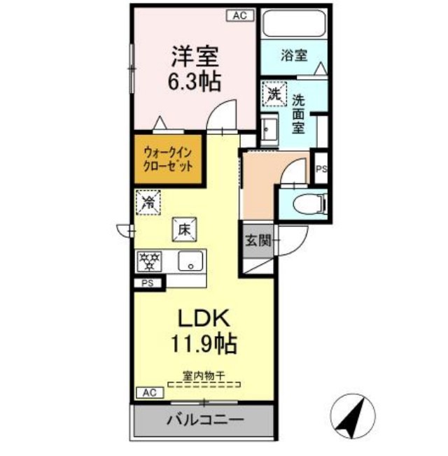 浜松市中央区初生町のアパートの間取り