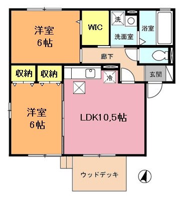 上尾市春日のアパートの間取り