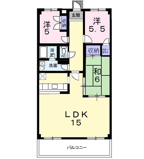 泉佐野市市場西のマンションの間取り