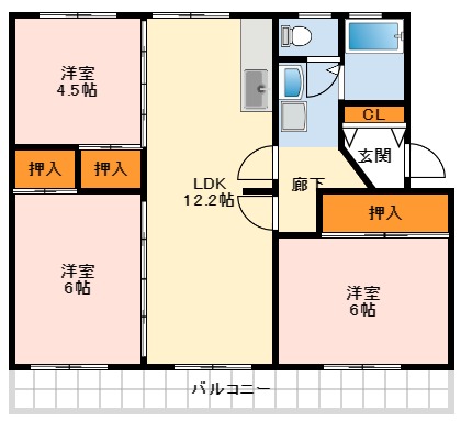 大阪狭山市大野台のマンションの間取り