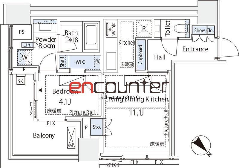 港区虎ノ門のマンションの間取り