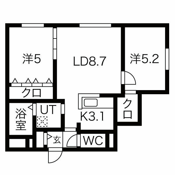 札幌市北区北二十七条西のマンションの間取り