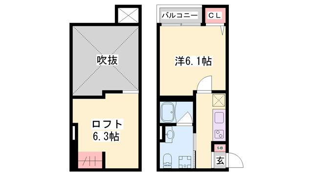 明石市南王子町のアパートの間取り