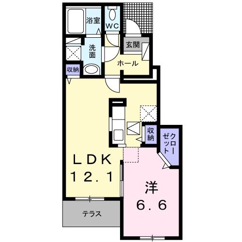 朝倉市杷木池田のアパートの間取り