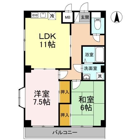 松山市鷹子町のマンションの間取り