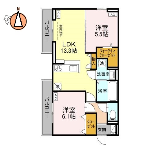 【徳島市南島田町のアパートの間取り】