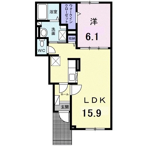 富良野市南町のアパートの間取り