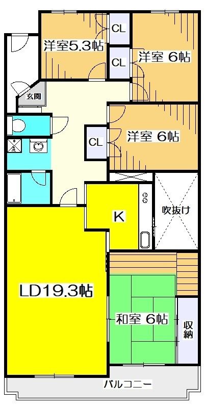 小金井市緑町のマンションの間取り