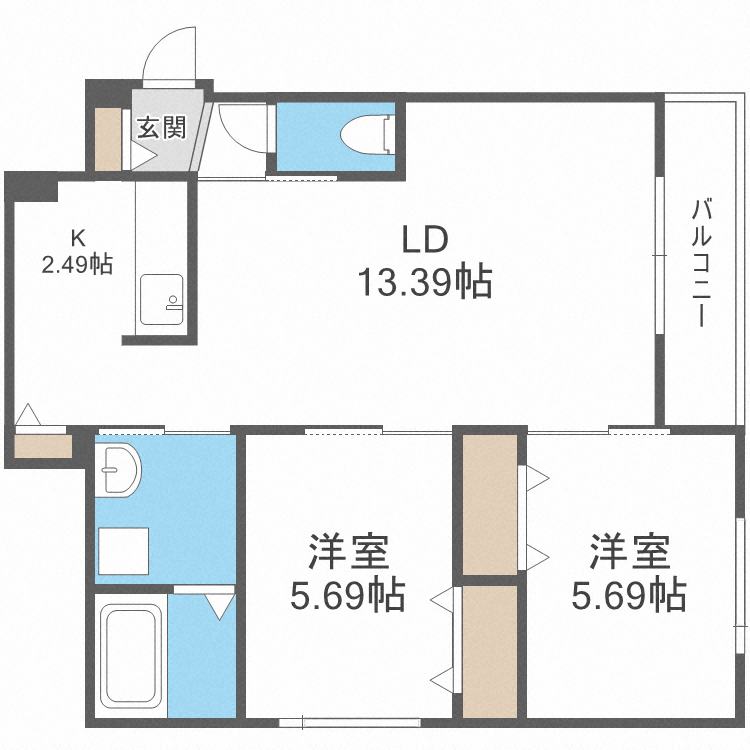 北海道札幌市中央区北三条東７（マンション）の賃貸物件の間取り