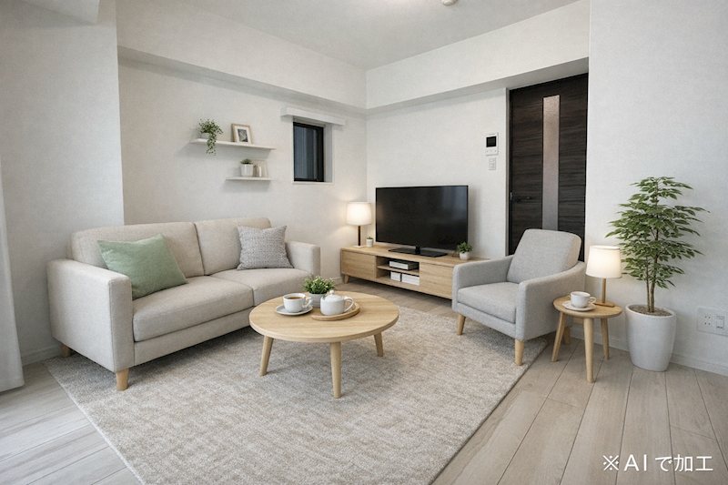 居室・リビング　AIで家具を加工しておりますので、実際のサイズは現地で必ず確