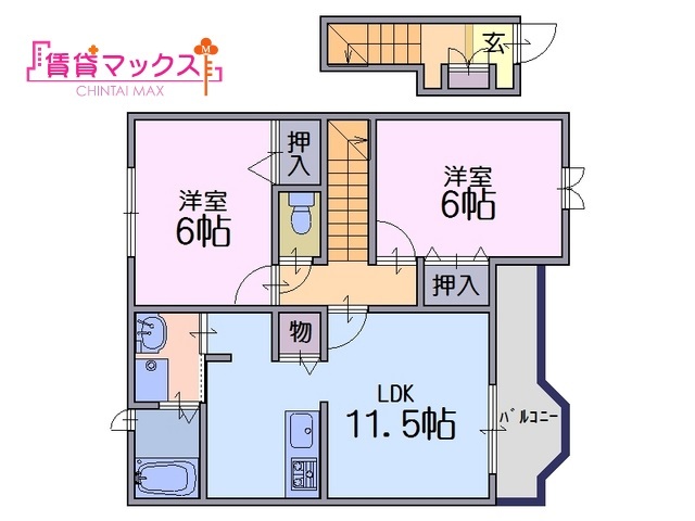 大和高田市甘田町のアパートの間取り