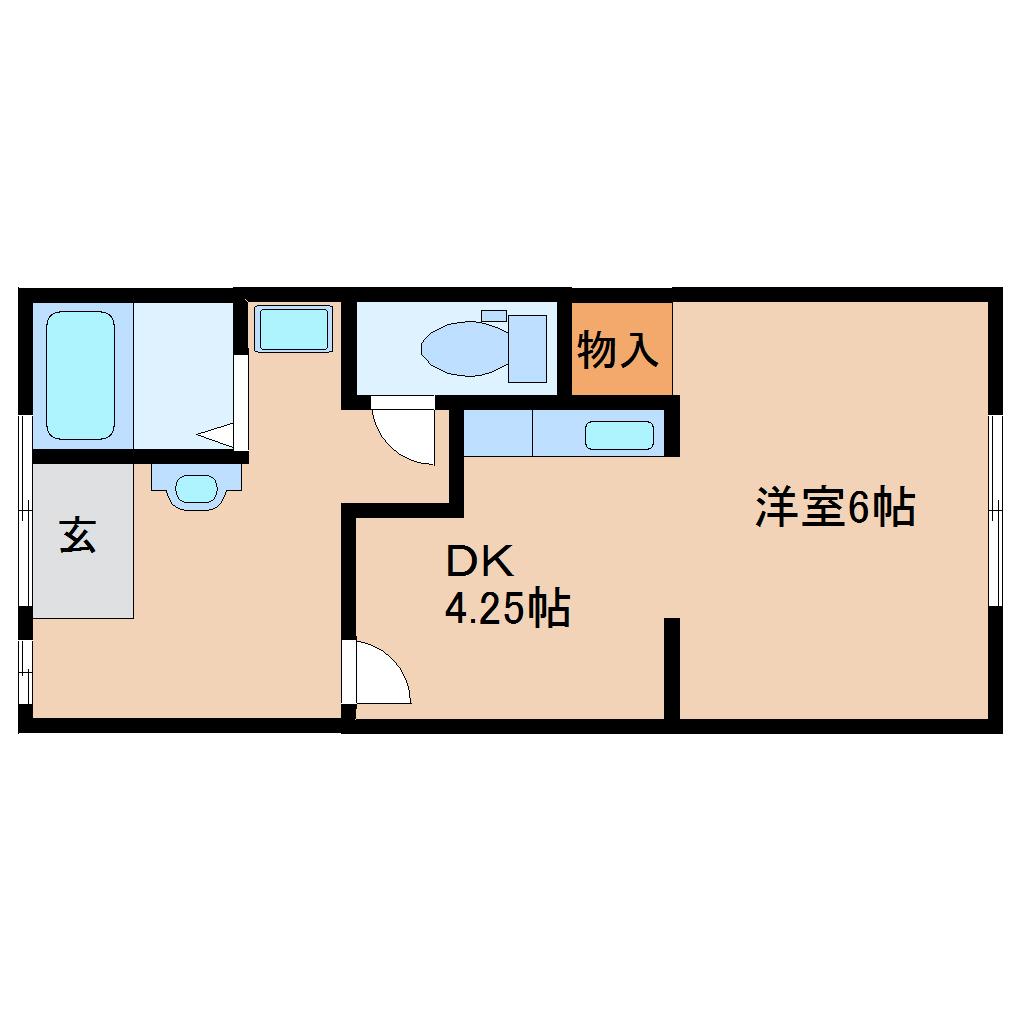 生駒市西旭ケ丘のアパートの間取り