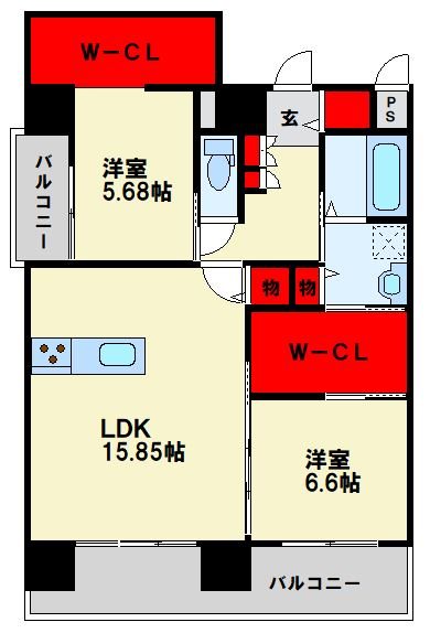 北九州市八幡西区黒崎のマンションの間取り