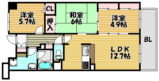 ヴェルテ忍ケ丘II番館の間取り