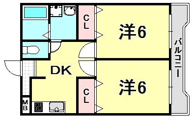 西宮市松園町のマンションの間取り