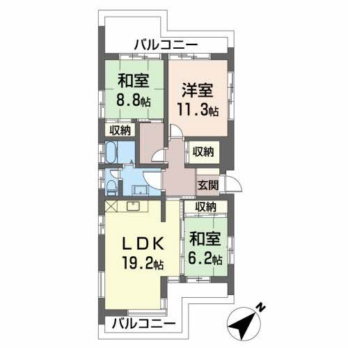 静岡市葵区沓谷のアパートの間取り