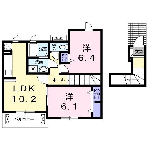 茨城県桜川市富士見台１（アパート）の賃貸物件の間取り