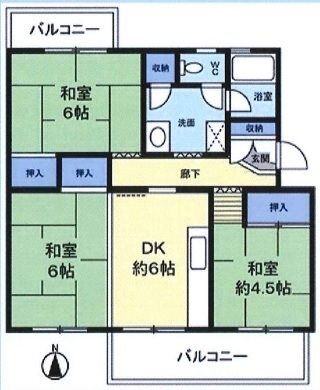 村上団地　1-6号棟1-6号棟の間取り