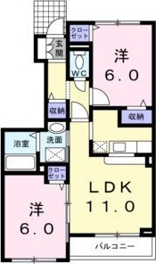 江別市大麻晴美町のアパートの間取り