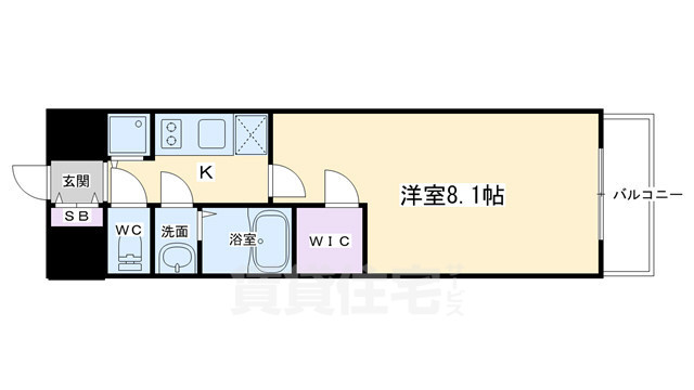 京都市下京区梅小路高畑町のマンションの間取り