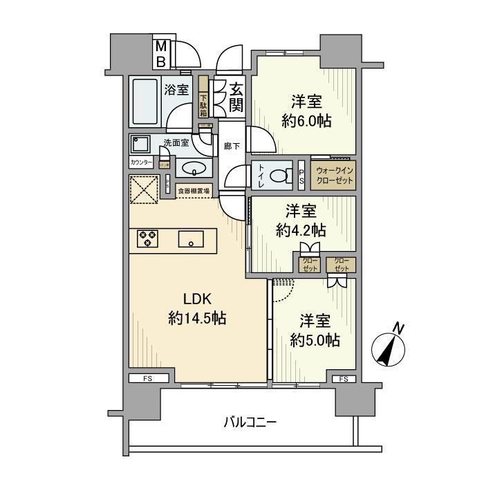 新宿区山吹町のマンションの間取り