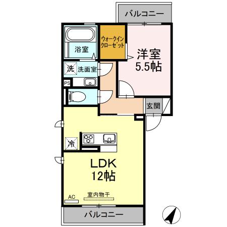 熊本市東区戸島のアパートの間取り