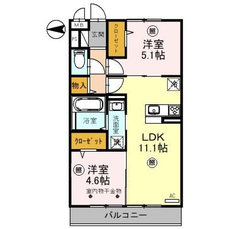 三郷市幸房のアパートの間取り