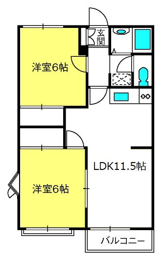 三橋グランハイム富士Aの間取り