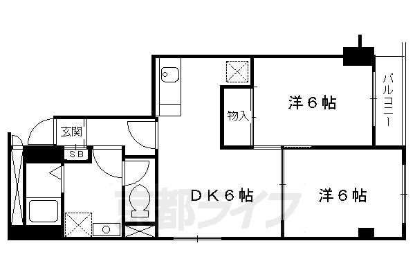 【京都市伏見区桃山町根来のマンションの間取り】