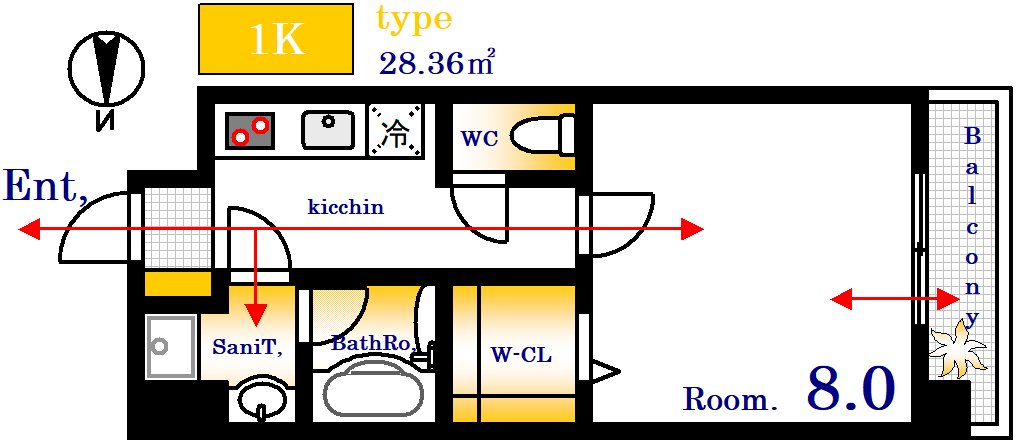 広島市西区東観音町のマンションの間取り