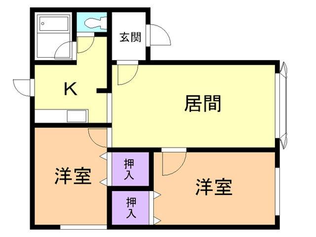 苫小牧市新明町のアパートの間取り