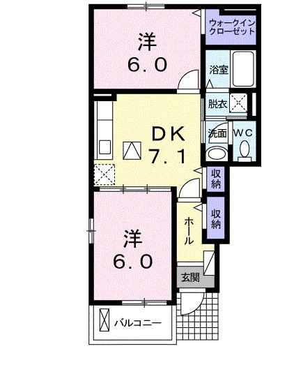 新居浜市中筋町のアパートの間取り