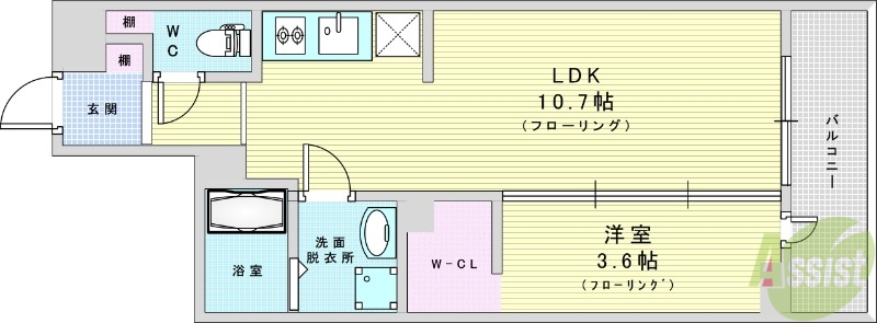 大阪市西淀川区姫島のアパートの間取り