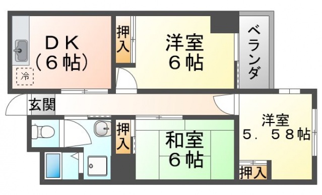 佐井寺ハイツの間取り