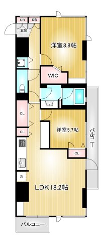 名古屋市中区丸の内のマンションの間取り