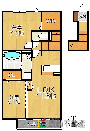 糟屋郡新宮町上府北のアパートの間取り