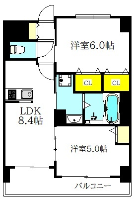 エステムプラザ大手前エヴァースの間取り