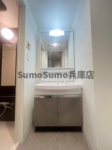 洗面設備　朝の支度にも助かる、独立の洗髪洗面化粧台