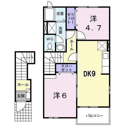 ＪＲ常磐線 逢隈駅 バス乗車時間：14分 最寄りバス停で下車 徒歩3分 2階建 築20年の間取り写真