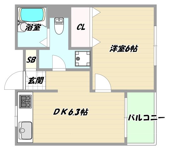 地下鉄御堂筋線 西中島南方駅 徒歩5分 5階建 築35年の間取り写真