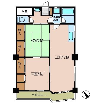 広島市西区南観音のマンションの間取り