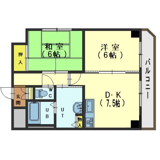 函館市豊川町のマンションの間取り